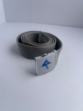 LRG Gray Canvas Belt with White Buckle and Blue Logo